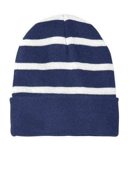 Sport-Tek Striped Beanie with Solid Band