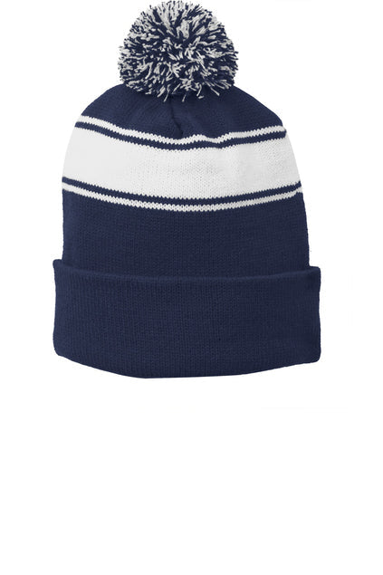 Sport-Tek Stripe Pom Pom Beanie