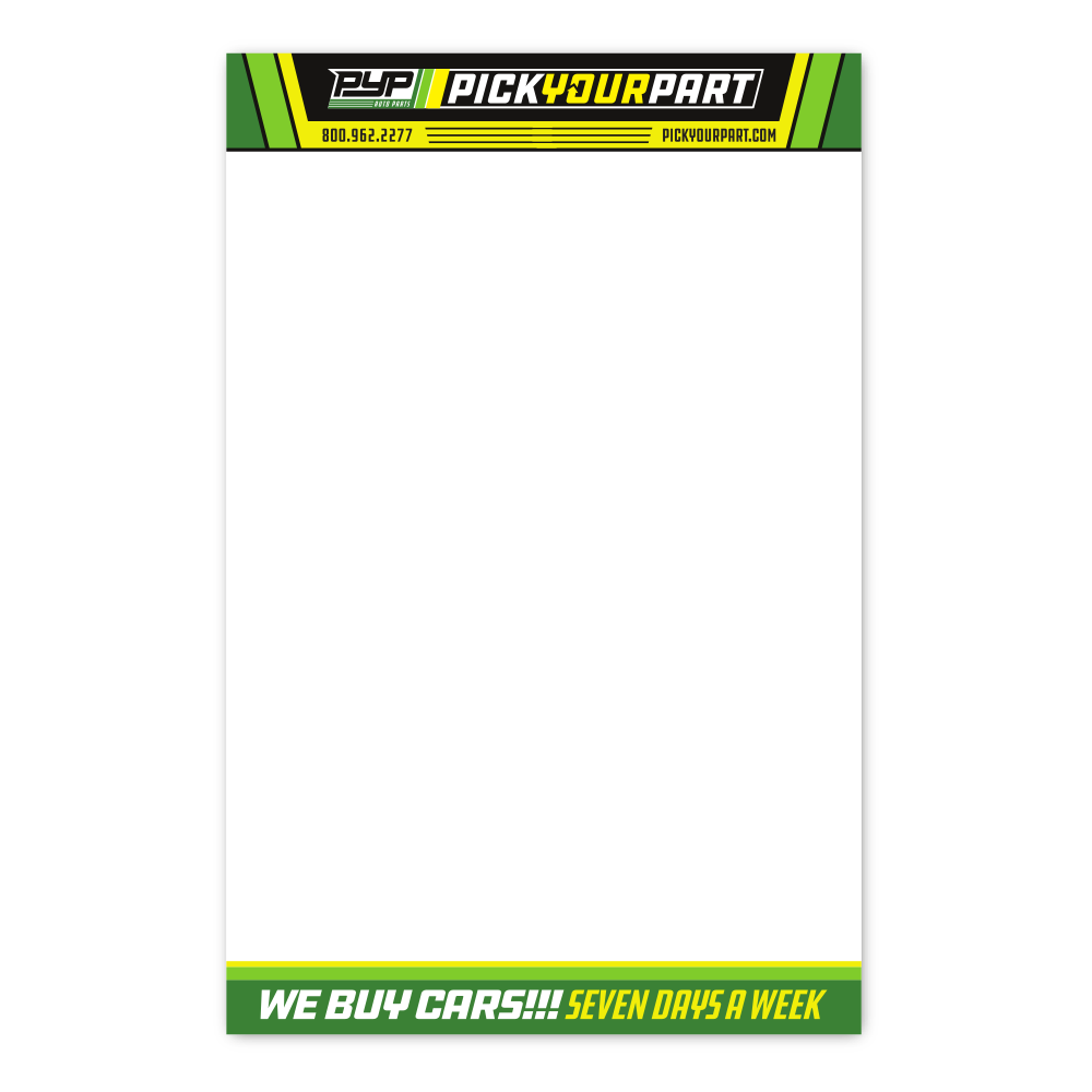 50 Page 5-1/2 x 8-1/2 Paper Note Pad w/ Magnet 4CP
