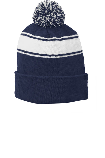 Sport-Tek Stripe Pom Pom Beanie