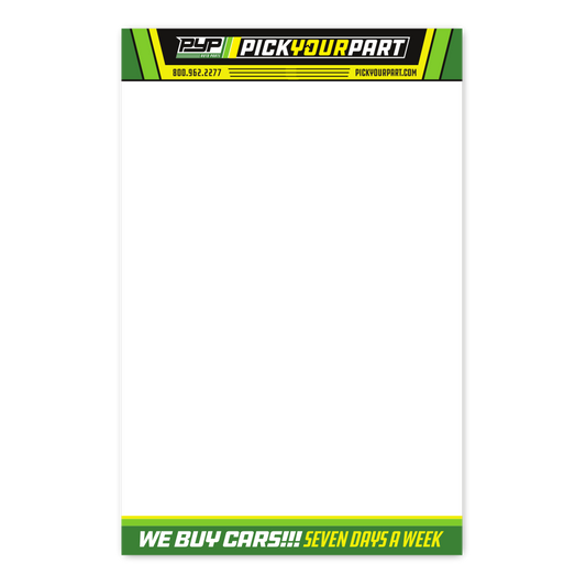 50 Page 5-1/2 x 8-1/2 Paper Note Pad w/ Magnet 4CP